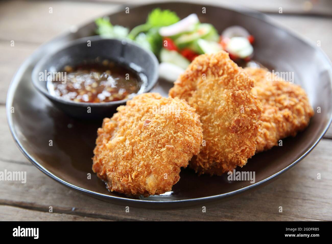 Crevettes frites viande nourriture thaïe Banque D'Images