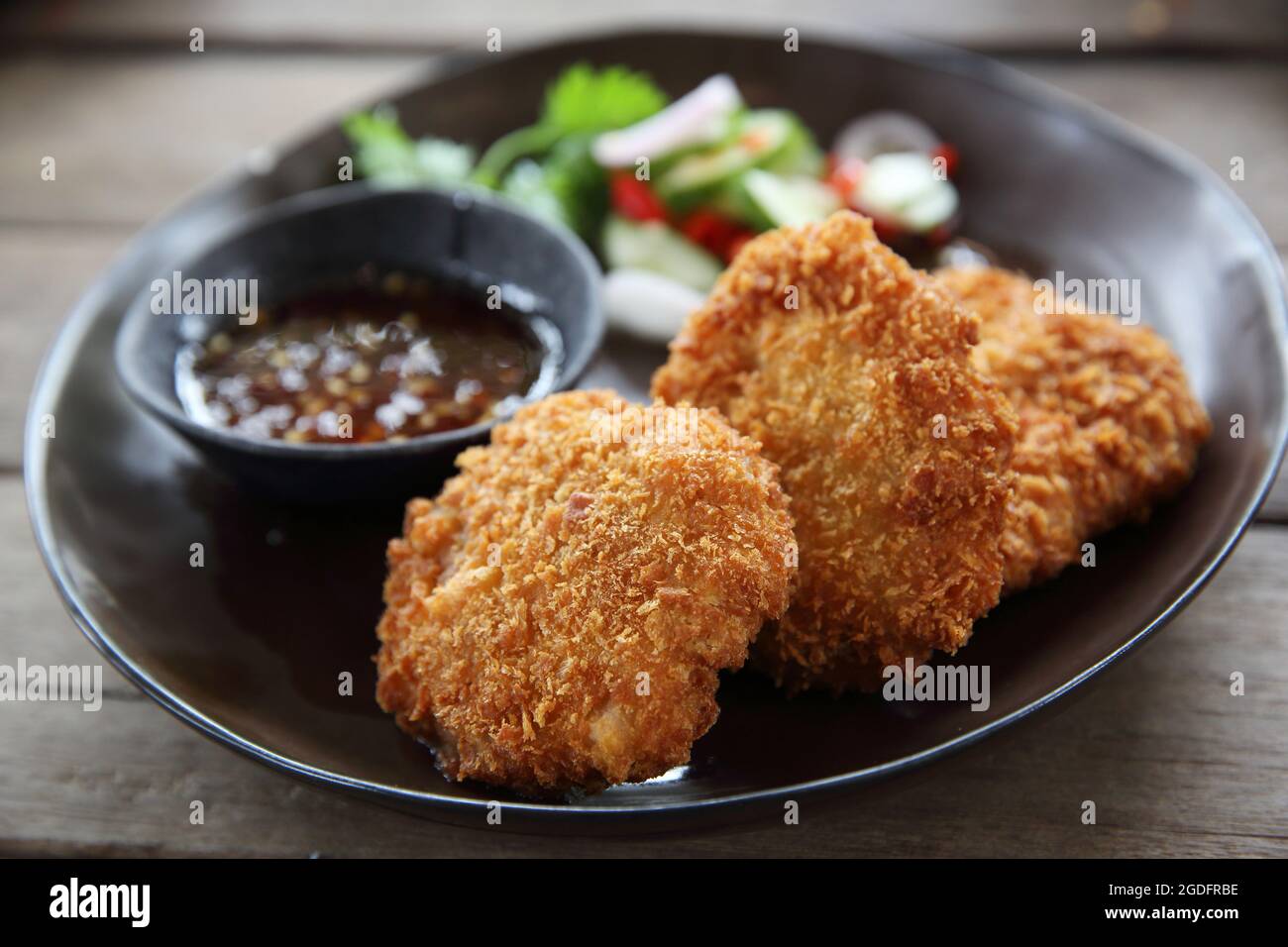 Crevettes frites viande nourriture thaïe Banque D'Images