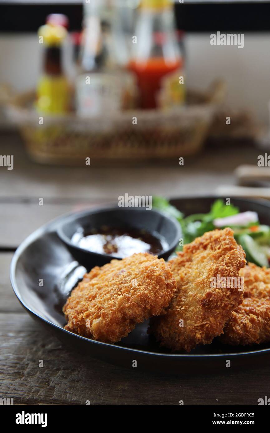 Crevettes frites viande nourriture thaïe Banque D'Images