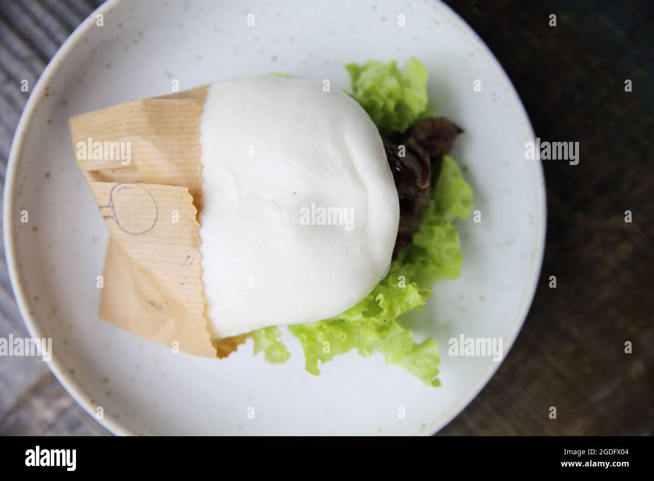 Hamburger de poulet blanc teriyaki Banque D'Images