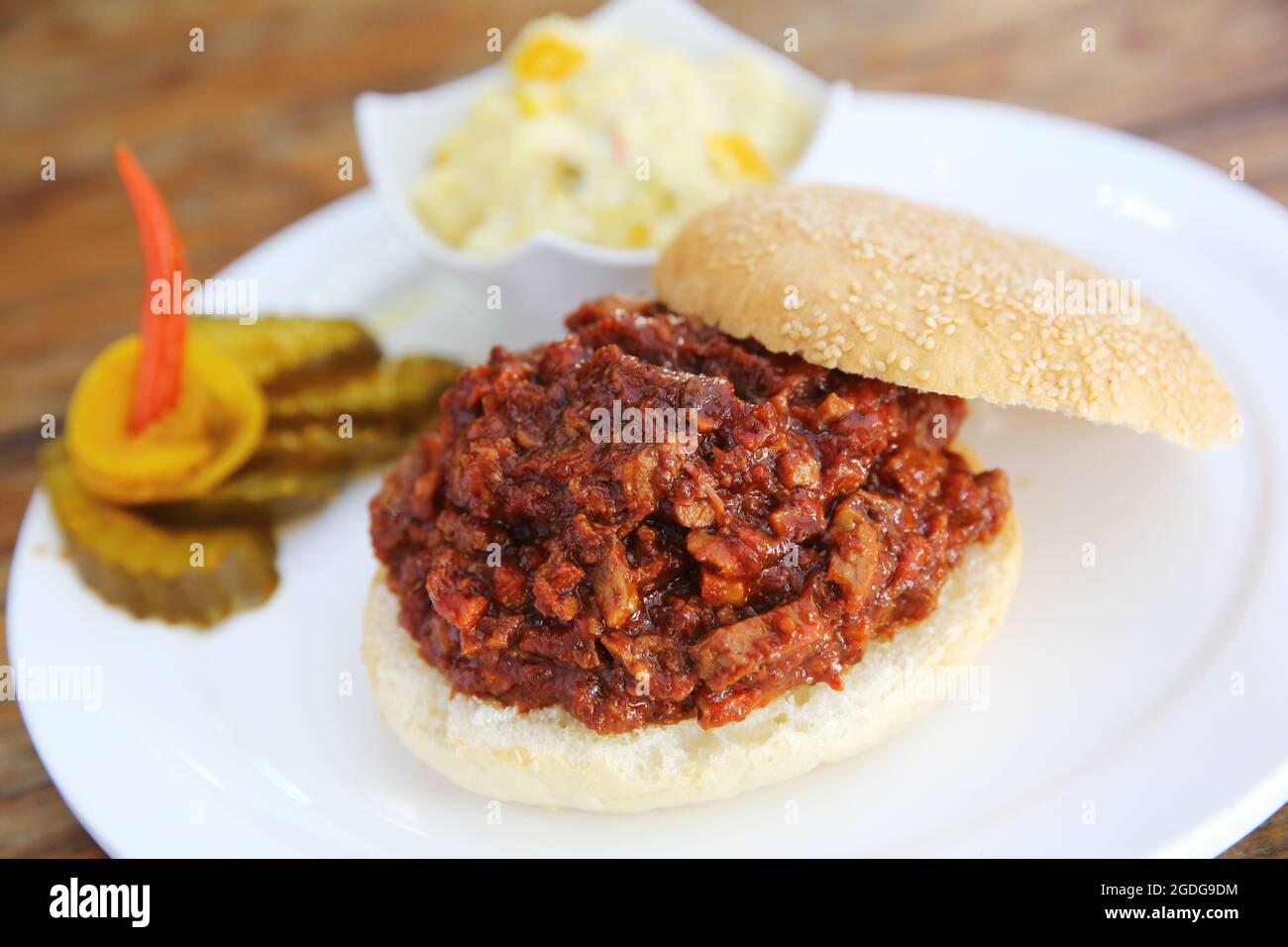 hamburger de porc au barbecue Banque D'Images