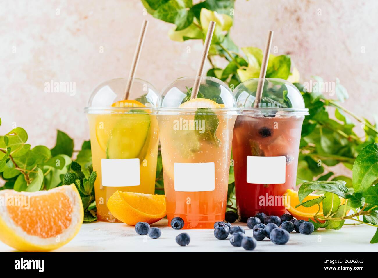 limonades d'agrumes d'été à emporter Banque D'Images