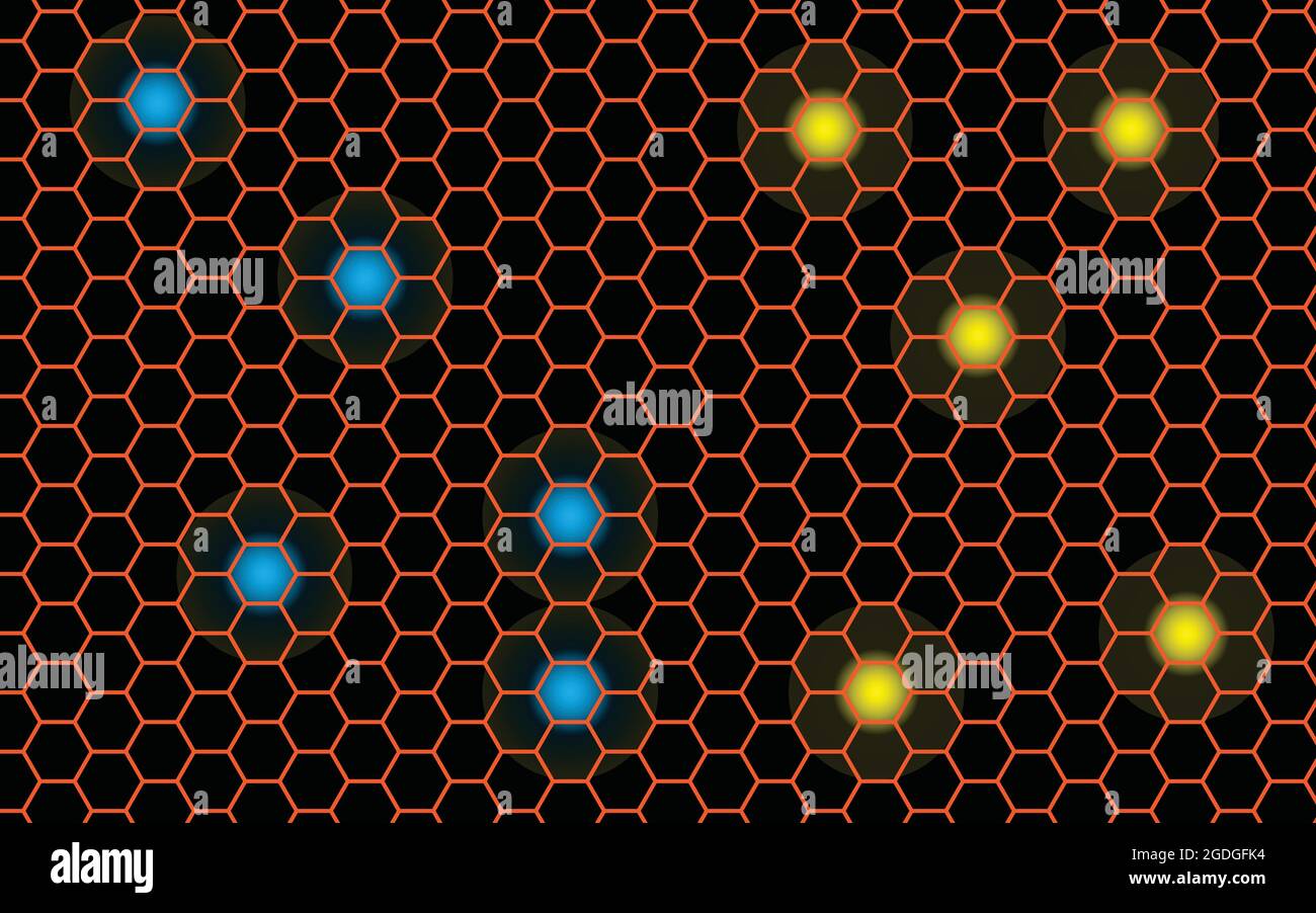Fond noir avec orange Modèle hexagonal Illustration de Vecteur