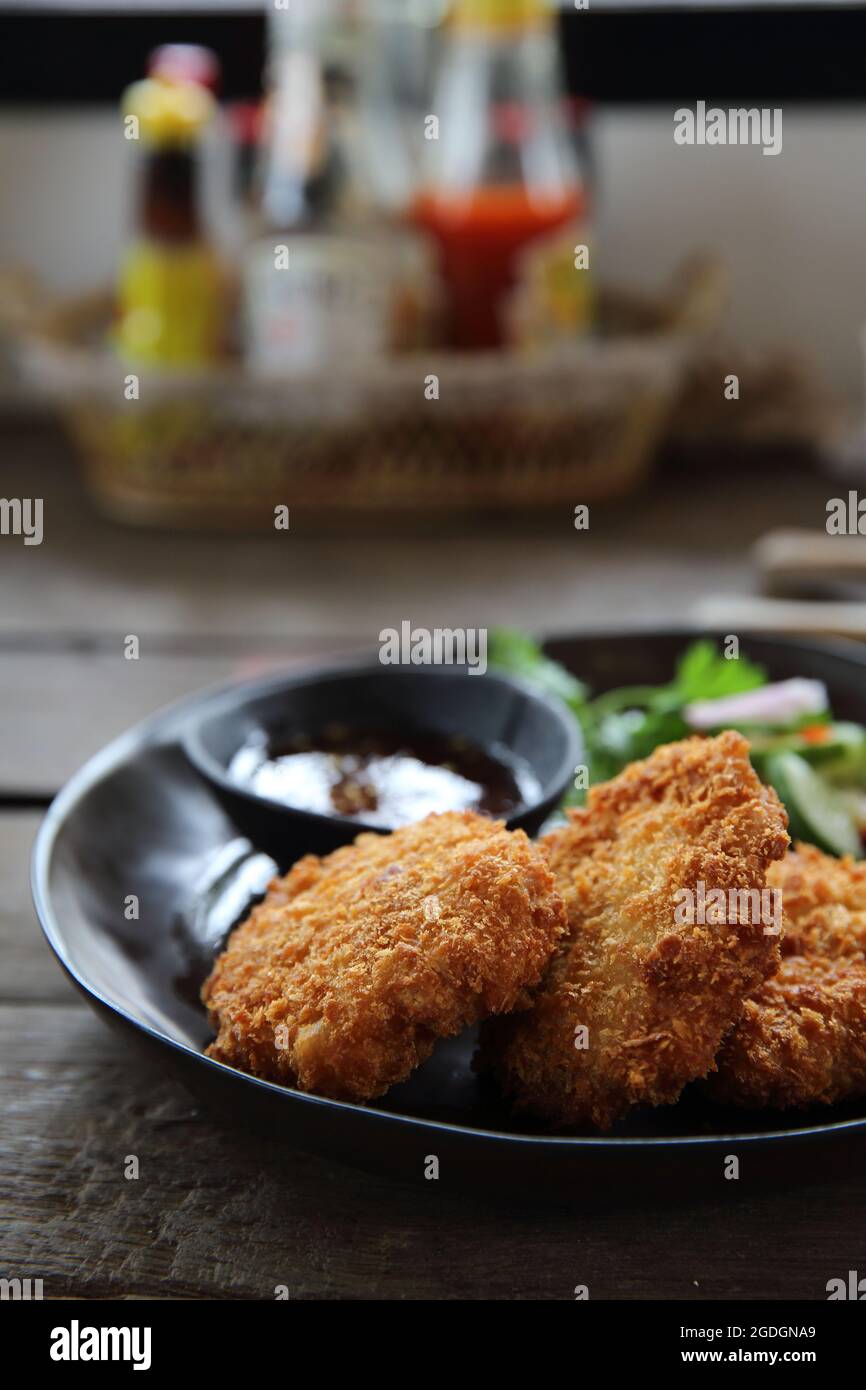 Crevettes frites viande nourriture thaïe Banque D'Images