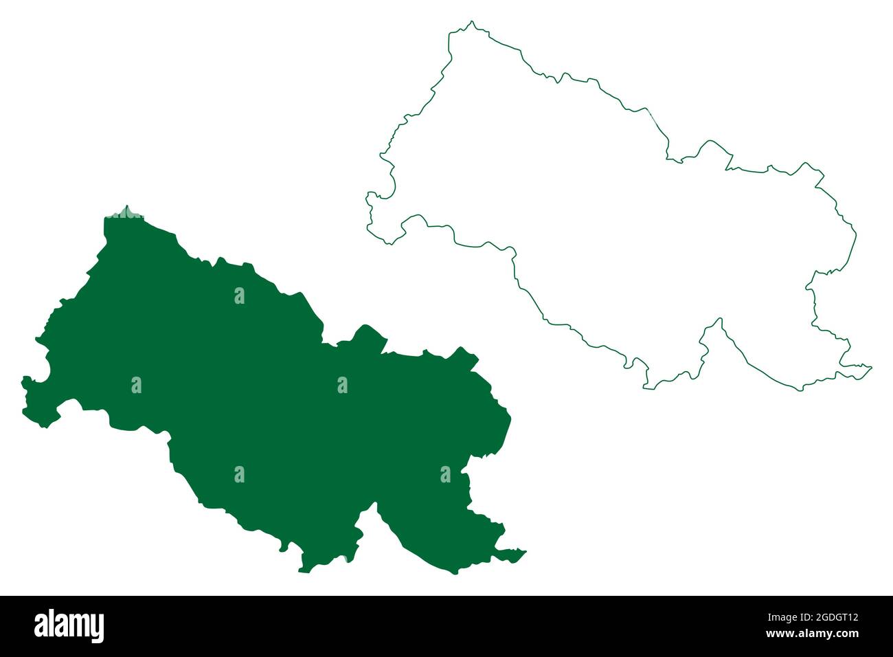 District de Kasganj (État de l'Uttar Pradesh, République de l'Inde) carte illustration vectorielle, scribble esquisse carte de Kasganj Illustration de Vecteur