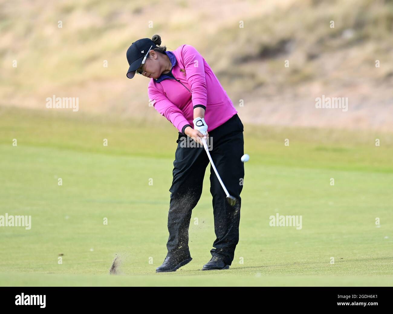 Jasmine Suwannapura s'adresse au 12e jour de l'Open d'Écosse pour femmes du Golf Trust à Dumbarnie Links, St Andrews. Date de la photo : vendredi 13 août 2021. Banque D'Images