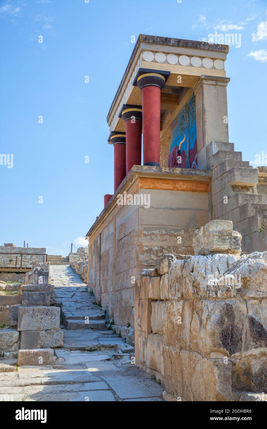 Ruines de l'ancien palais Knossos en Crète, Grèce. Repère Banque D'Images