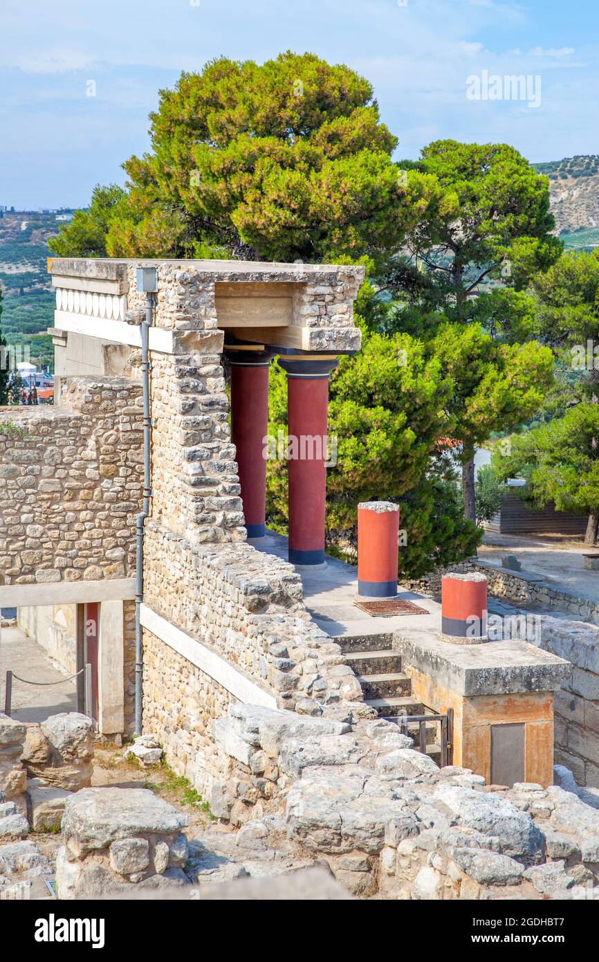 Ruines de l'ancien palais Knossos en Crète, Grèce Banque D'Images