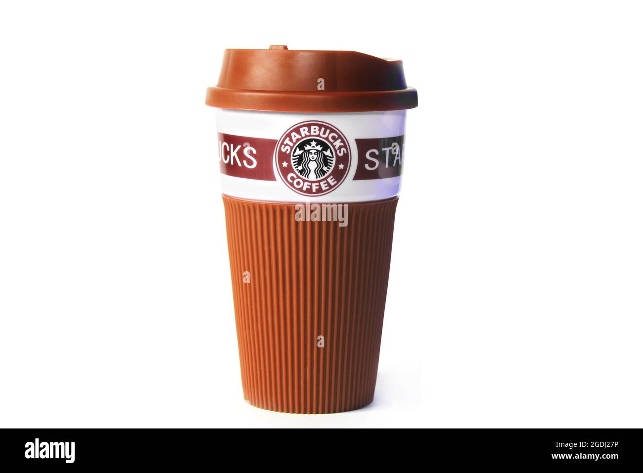 Chernihiv, Ukraine - 14 janvier 2020 : coupe Starbucks sur fond blanc Banque D'Images