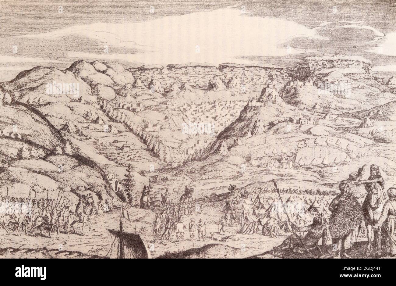 La ville de Tarki. Gravure de 1656. Banque D'Images