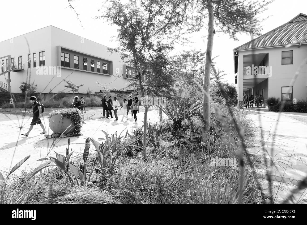 JOHANNESBURG, AFRIQUE DU SUD - 05 janvier 2021 : vue sur les bâtiments d'un campus universitaire à Johannesburg, Afrique du Sud Banque D'Images