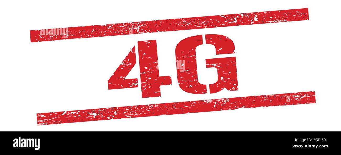 Texte 4G sur le signe rouge de timbre rectangle grungy. Banque D'Images