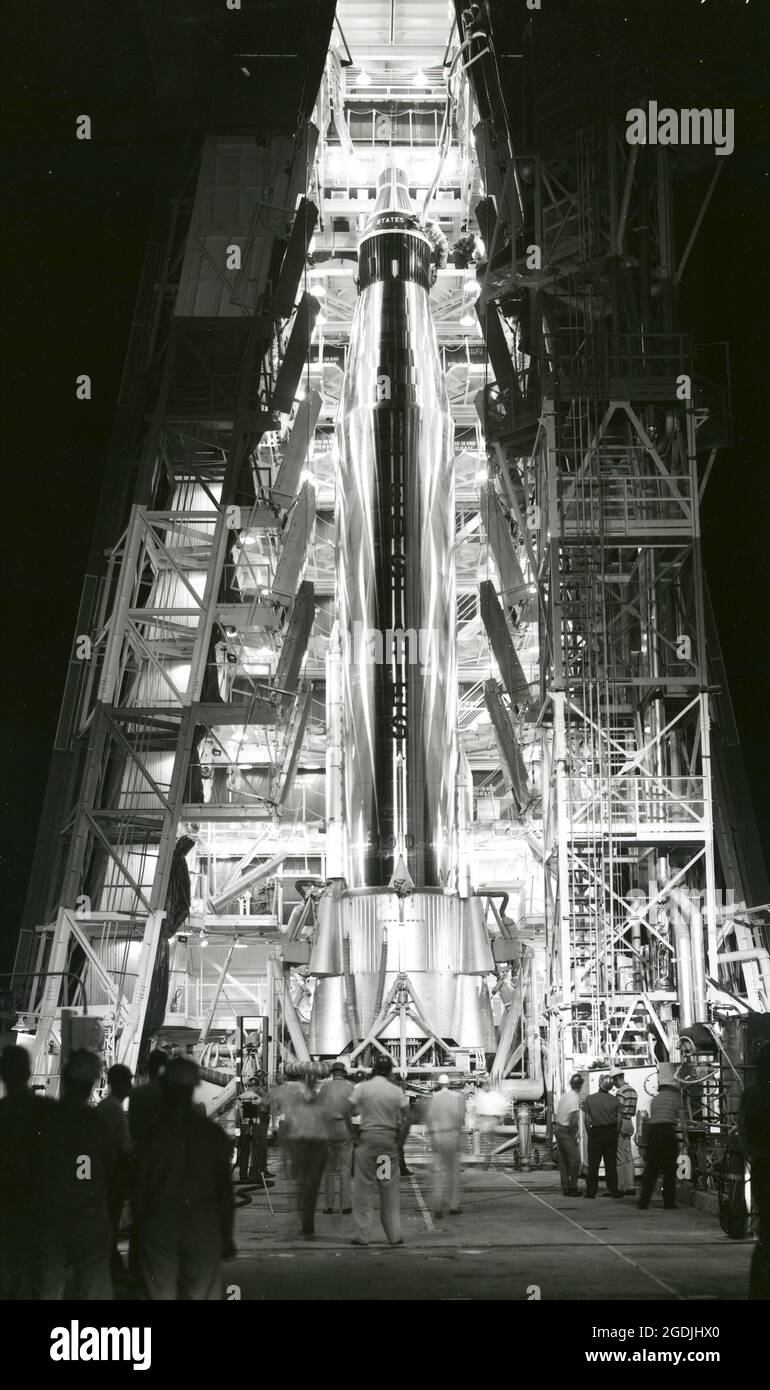Big Joe roquette prête pour le lancement à Cape Canaveral, FL. Banque D'Images