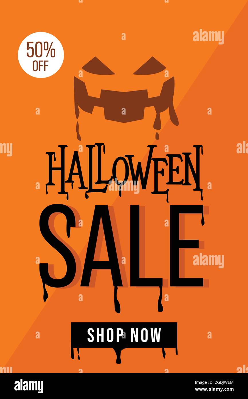 Bannière de vente d'Halloween simple, vente d'affiche d'Halloween Illustration de Vecteur