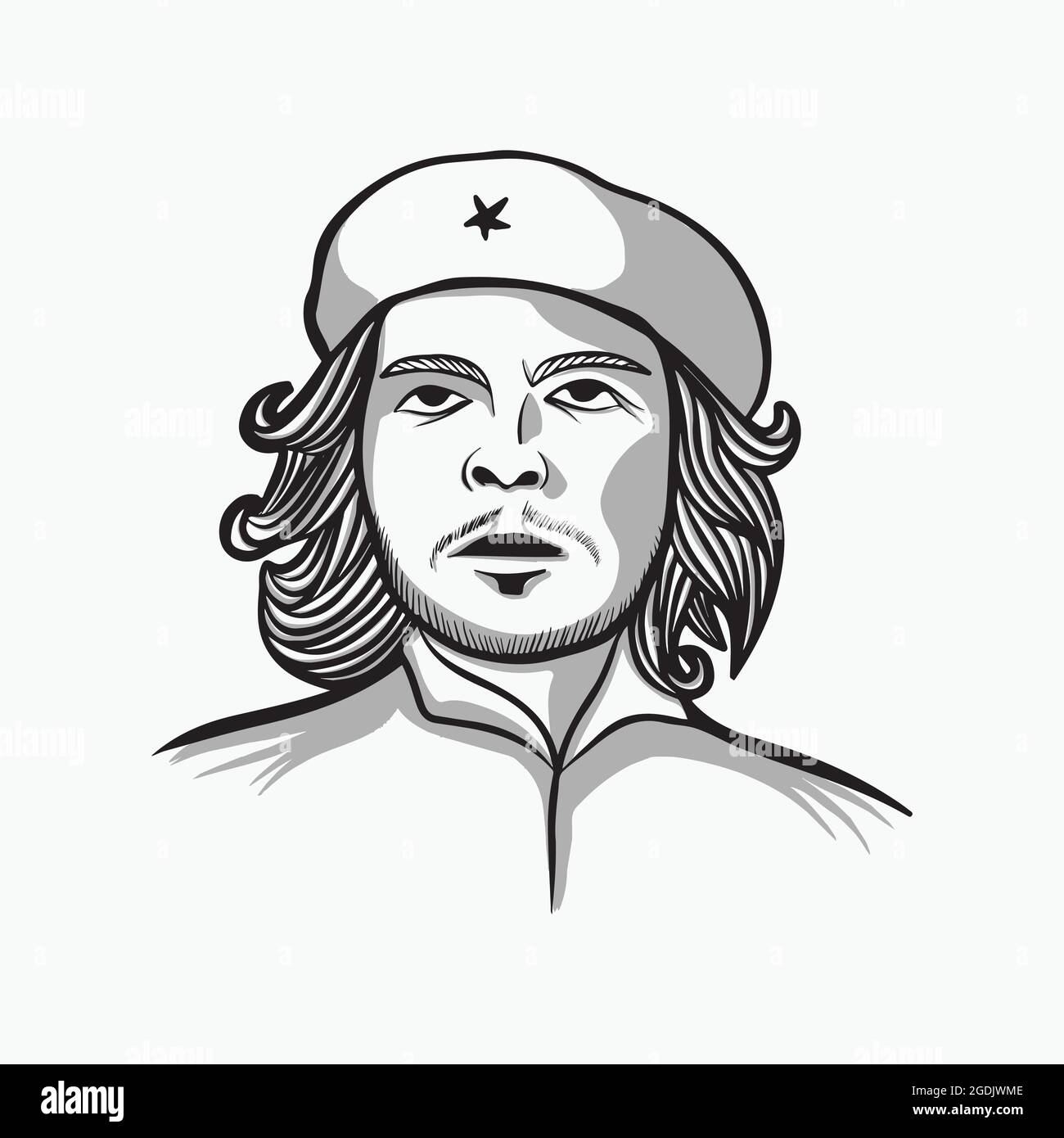 Ernesto Che Guevara image vectorielle, monoline Ernesto Che Guevara avec simple ombre, conception isolée Illustration de Vecteur