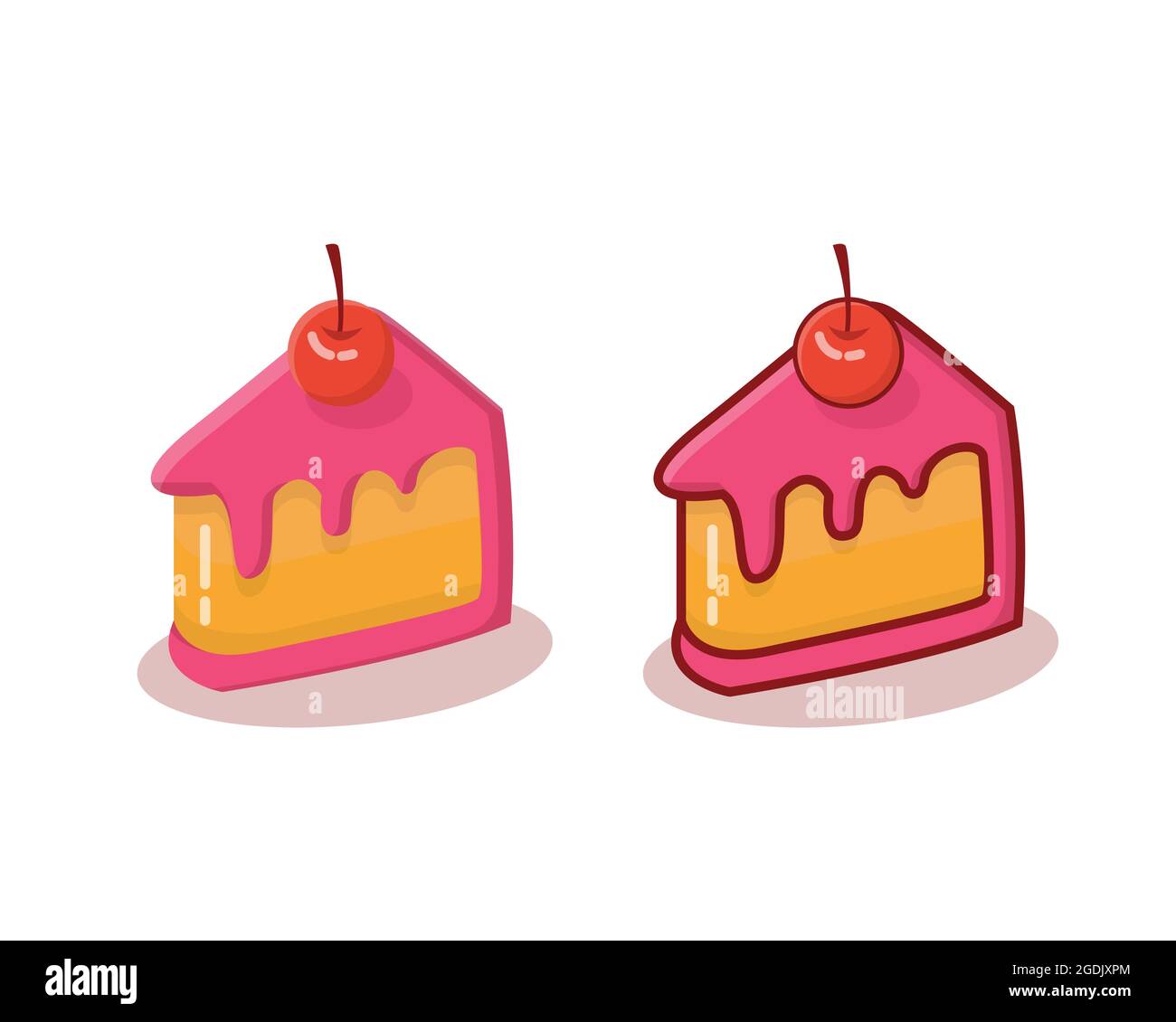 illustration de gâteau tranché avec ligne et sans ligne, icône de gâteau, vecteur de gâteau, gâteau tranché conception isolée Illustration de Vecteur