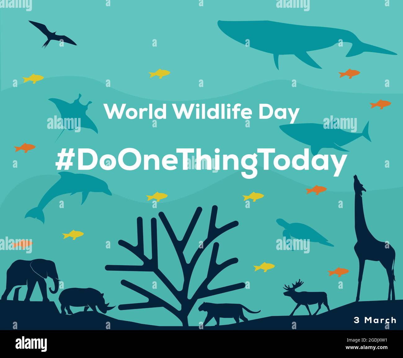 l'illustration de l'affiche de la journée mondiale de la faune à la conscience aide à maintenir toute la vie sur terre Illustration de Vecteur
