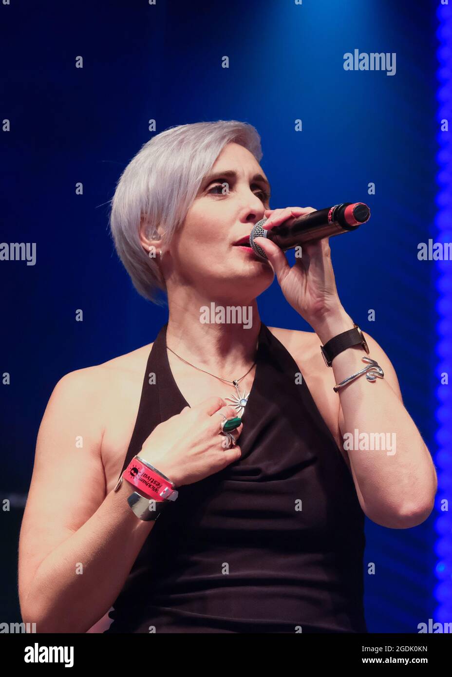 Alison Wheeler, chanteuse ancienne chanteuse avec le groupe anglais The Beautiful South, avec le groupe nouvellement formé The South au festival Wickham. (Photo par Dawn Fletcher-Park / SOPA Images/Sipa USA) Banque D'Images