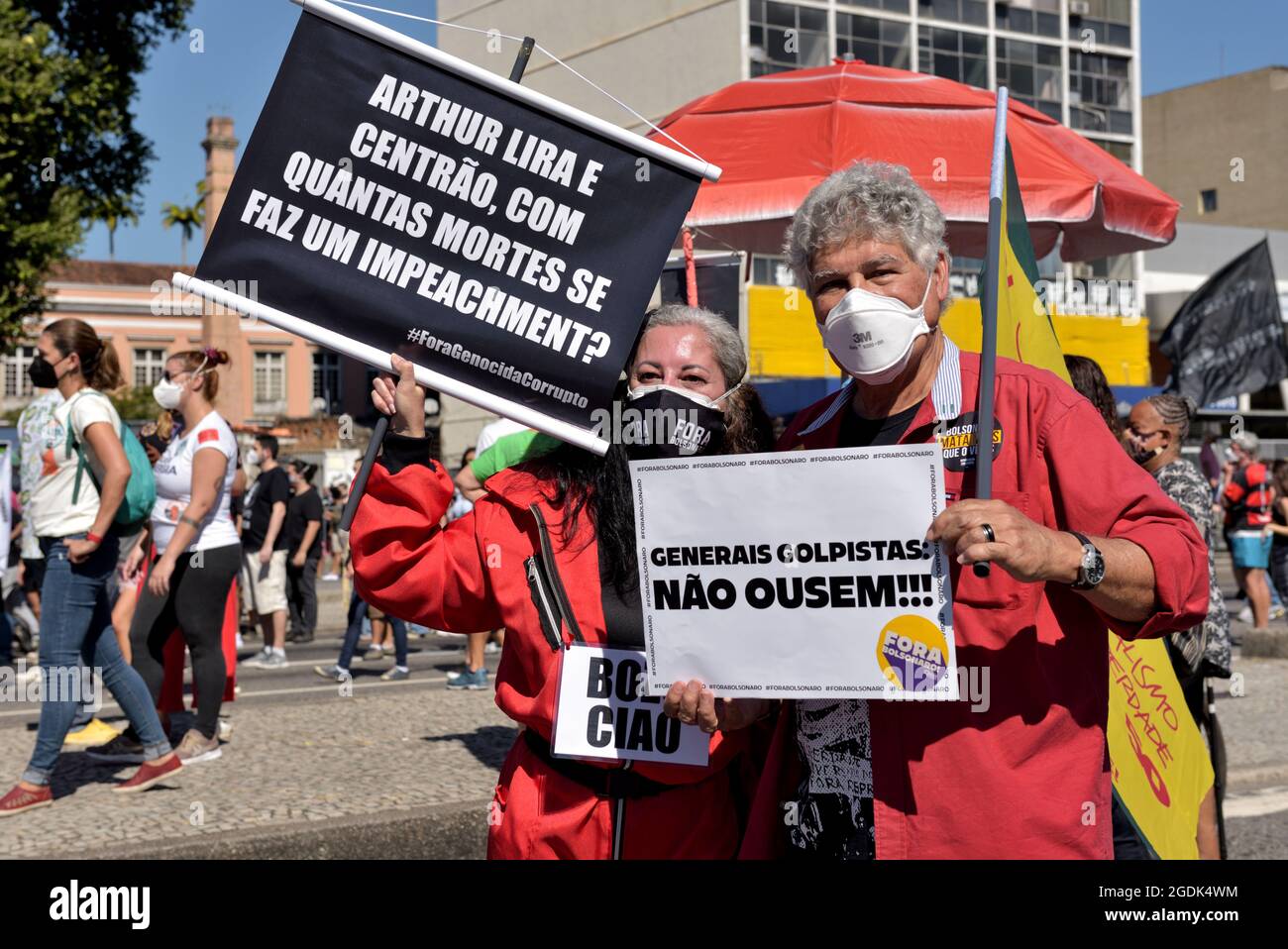 Brésil – 24 juillet 2021 : le conseiller municipal Chico Alencar (PSOL) participe à la manifestation contre le président brésilien Jair Bolsonaro, qui s'est tenue à Rio de Janeiro. Banque D'Images