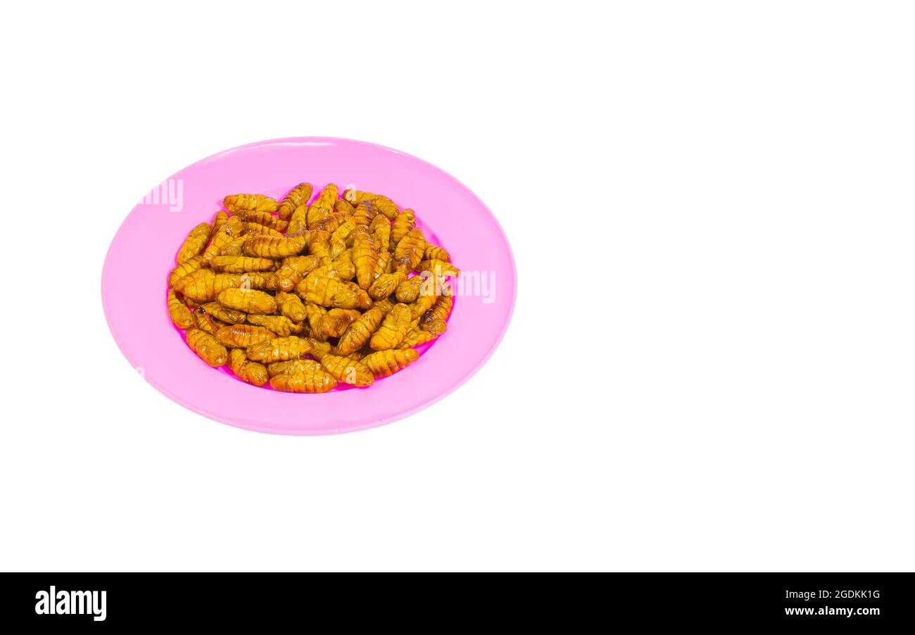 Purée frite enroulée dans une assiette. Masque. Banque D'Images