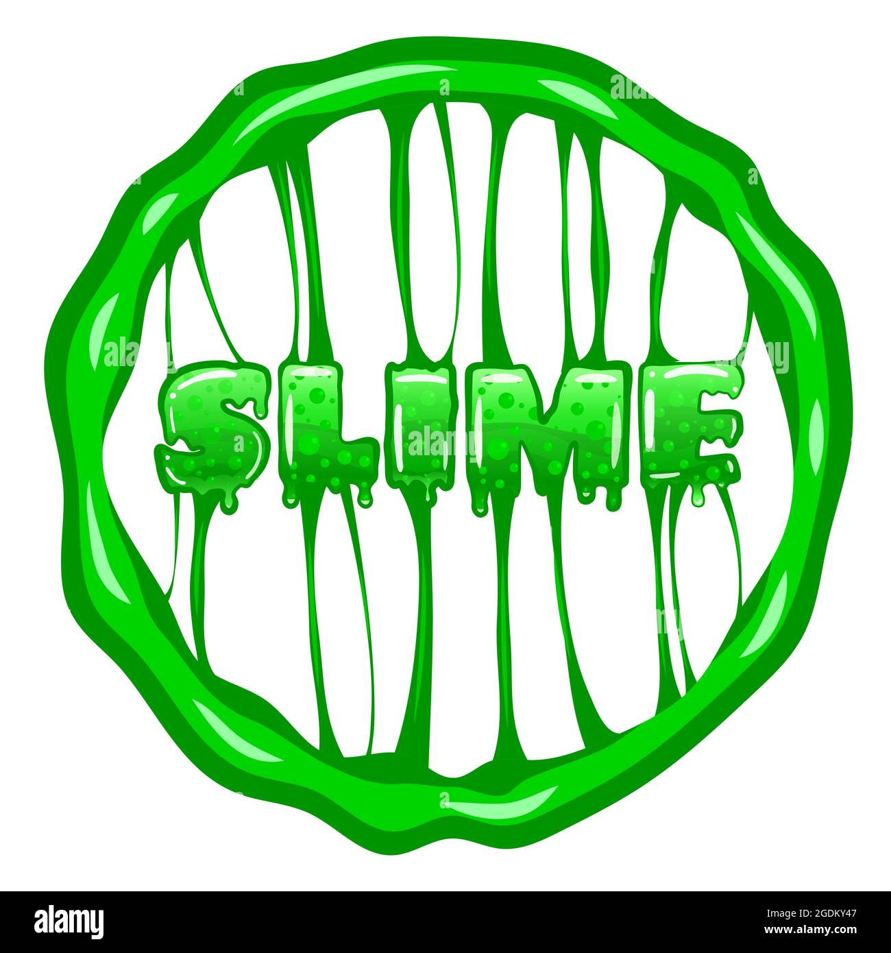 Slime mot lettres texte logotype modèle. Liquide vert bouillant moule toxique avec éclaboussures. Vecteur isolé sur fond blanc Illustration de Vecteur