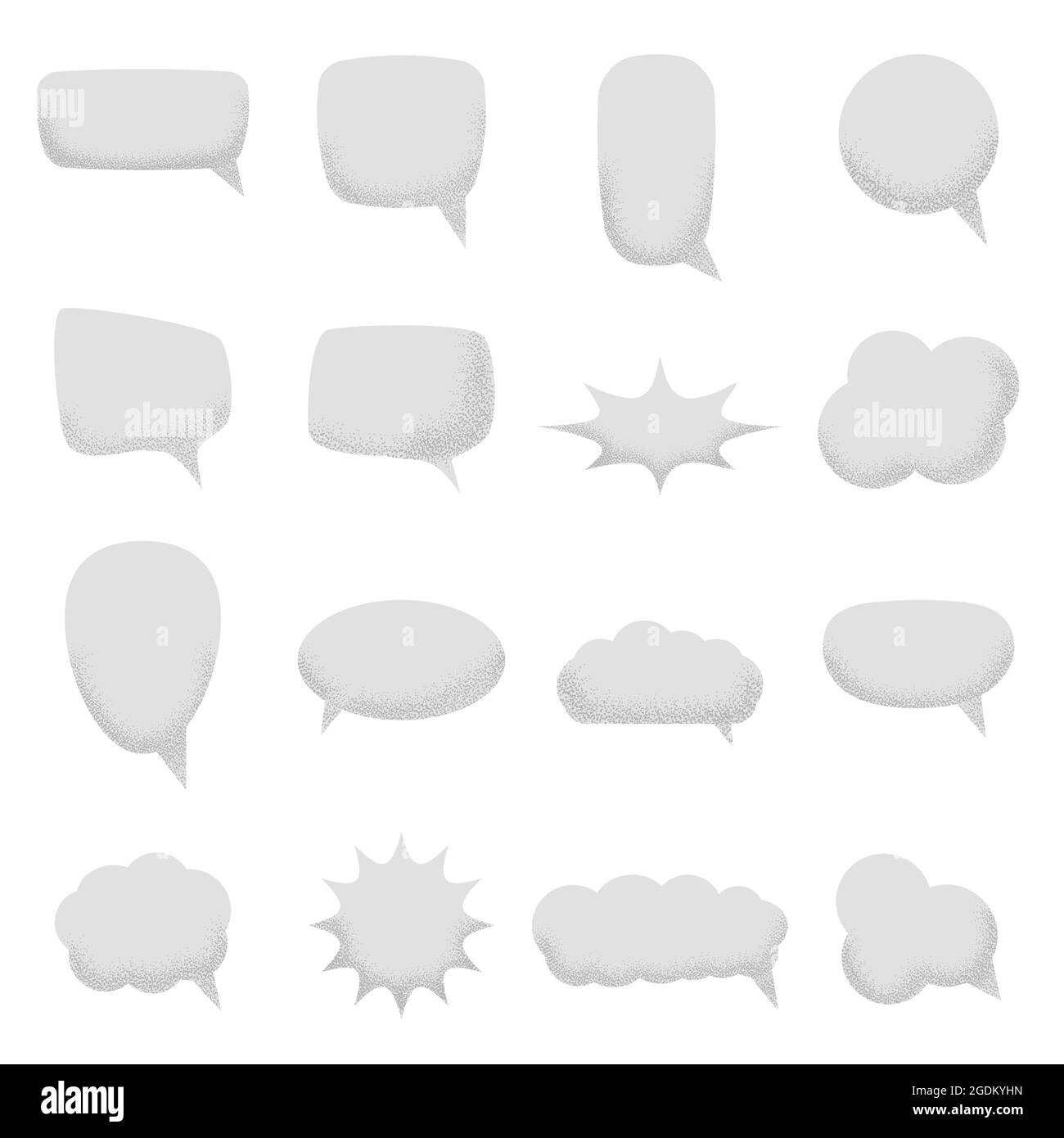 Jeu de bulles de parole vides avec bruit sable texture tendance. Illustration vectorielle isolée Illustration de Vecteur