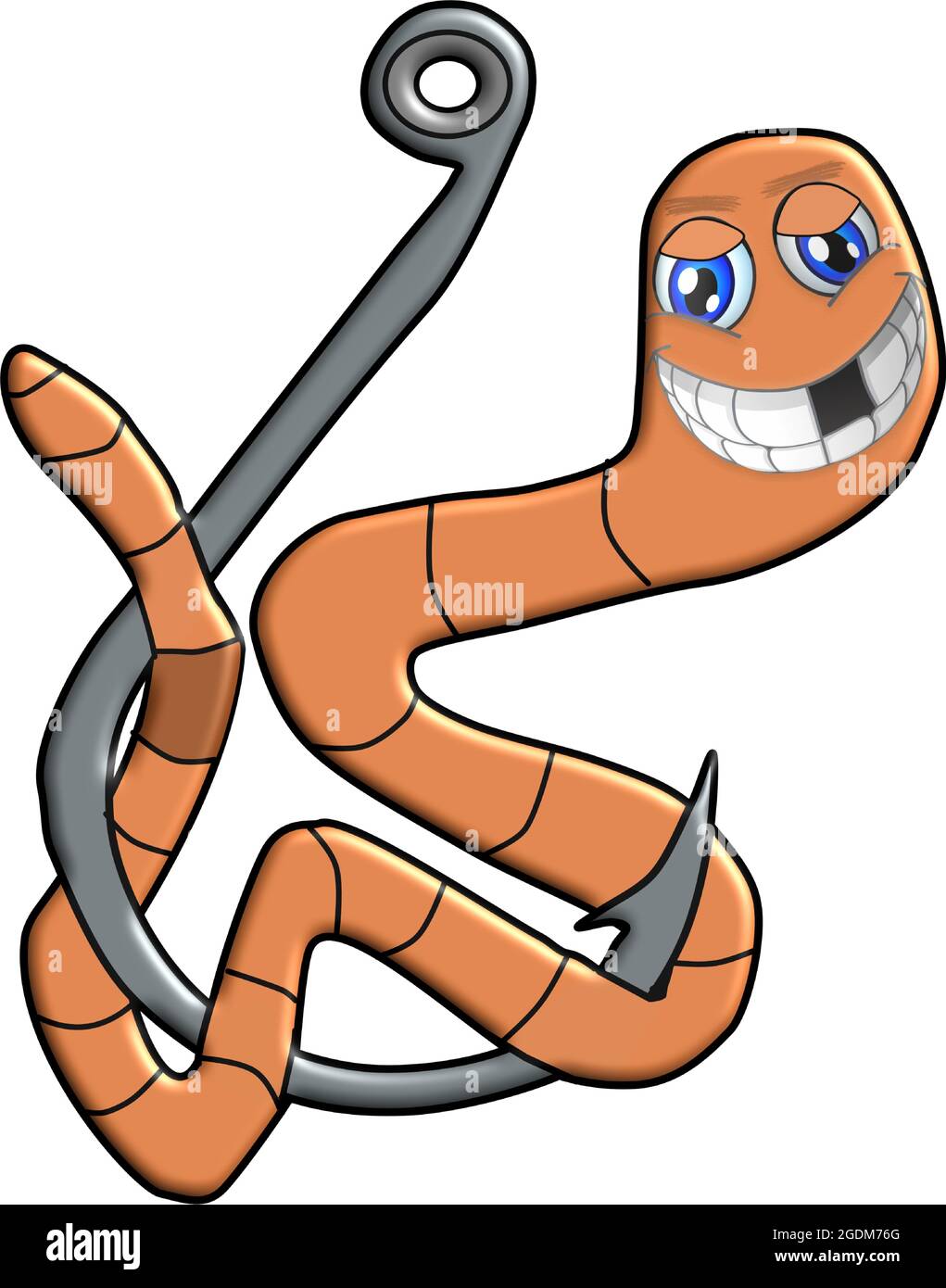 ver de terre assis sur le crochet de pêche Illustration de Vecteur