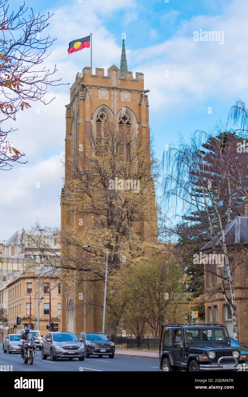 La pierre de fondation de la cathédrale St Davids à Hobart, Tasmanie, a été posée en 1817 et le bâtiment a été continuellement ajouté jusqu'aux années 1930 Banque D'Images