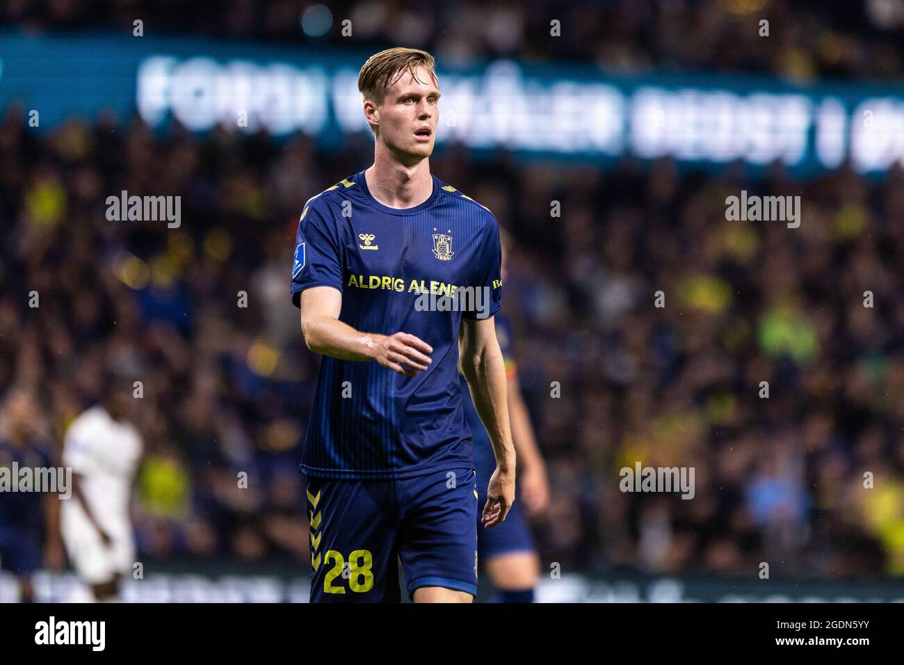 Brondby, Danemark. 13 août 2021. Anton Skipper (28) de Brondby SI vu pendant le match 3F Superliga entre Brondby IF et FC Nordsjaelland à Brondby Stadion à Brondby, Danemark. (Crédit photo : Gonzales photo/Alamy Live News Banque D'Images