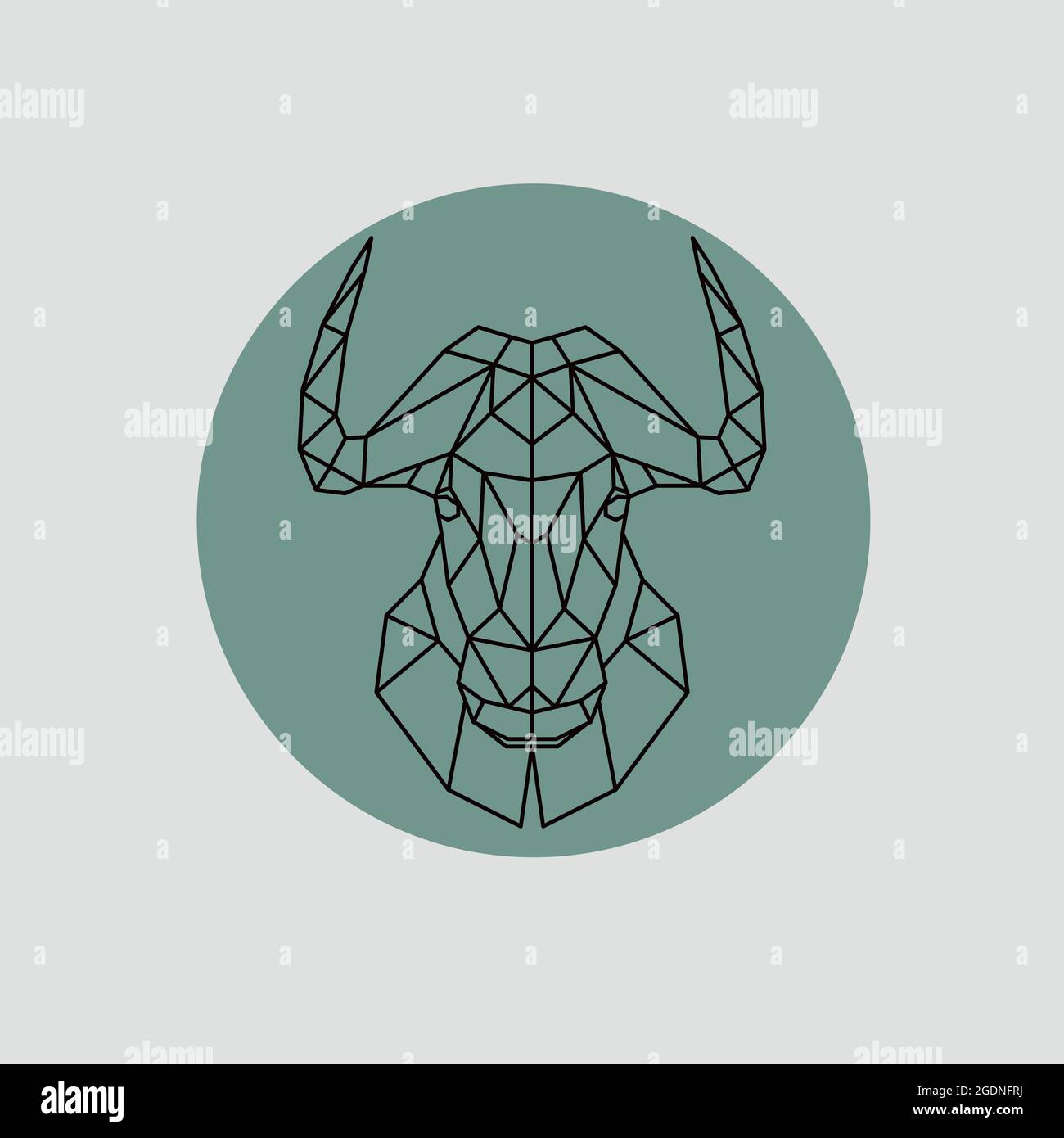 Tête de montagne de taureau de style polygonal. Illustration vectorielle triangulaire d'un animal à utiliser comme imprimé sur un t-shirt et une affiche. Illustration de Vecteur