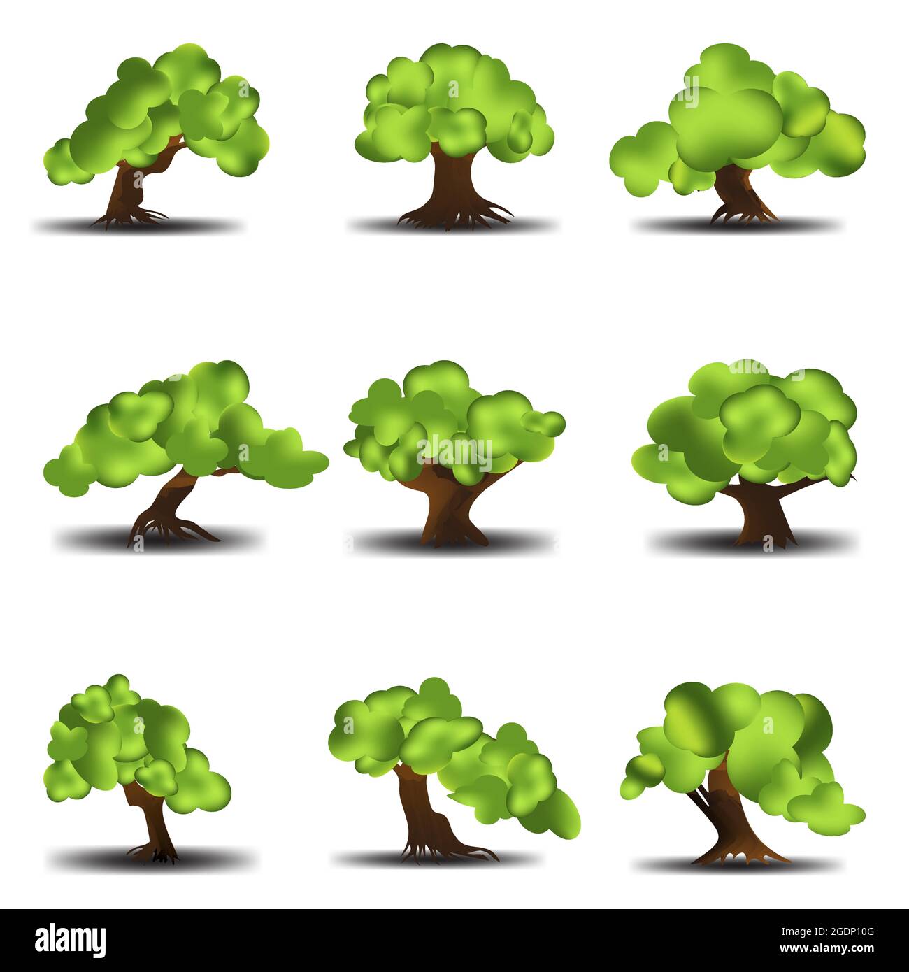 Arbre réaliste avec collection de feuilles en dégradé Illustration de Vecteur