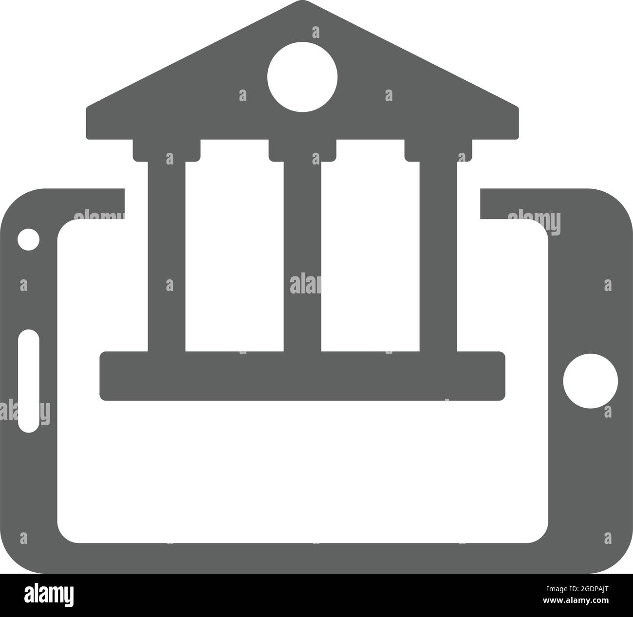 L'icône banque, en ligne et mobile est isolée sur fond blanc. Utilisation à des fins graphiques et de conception de sites Web ou à des fins commerciales. Fichier EPS vectoriel. Illustration de Vecteur
