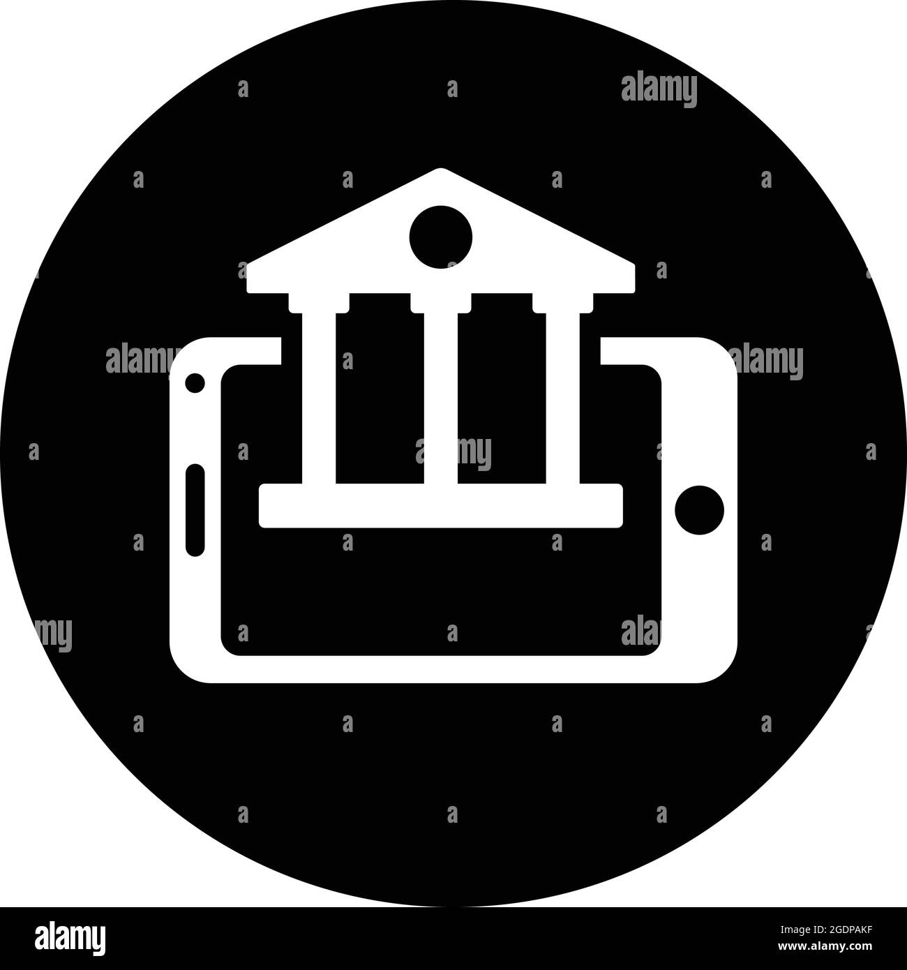 L'icône banque, en ligne et mobile est isolée sur fond blanc. Utilisation à des fins graphiques et de conception de sites Web ou à des fins commerciales. Fichier EPS vectoriel. Illustration de Vecteur