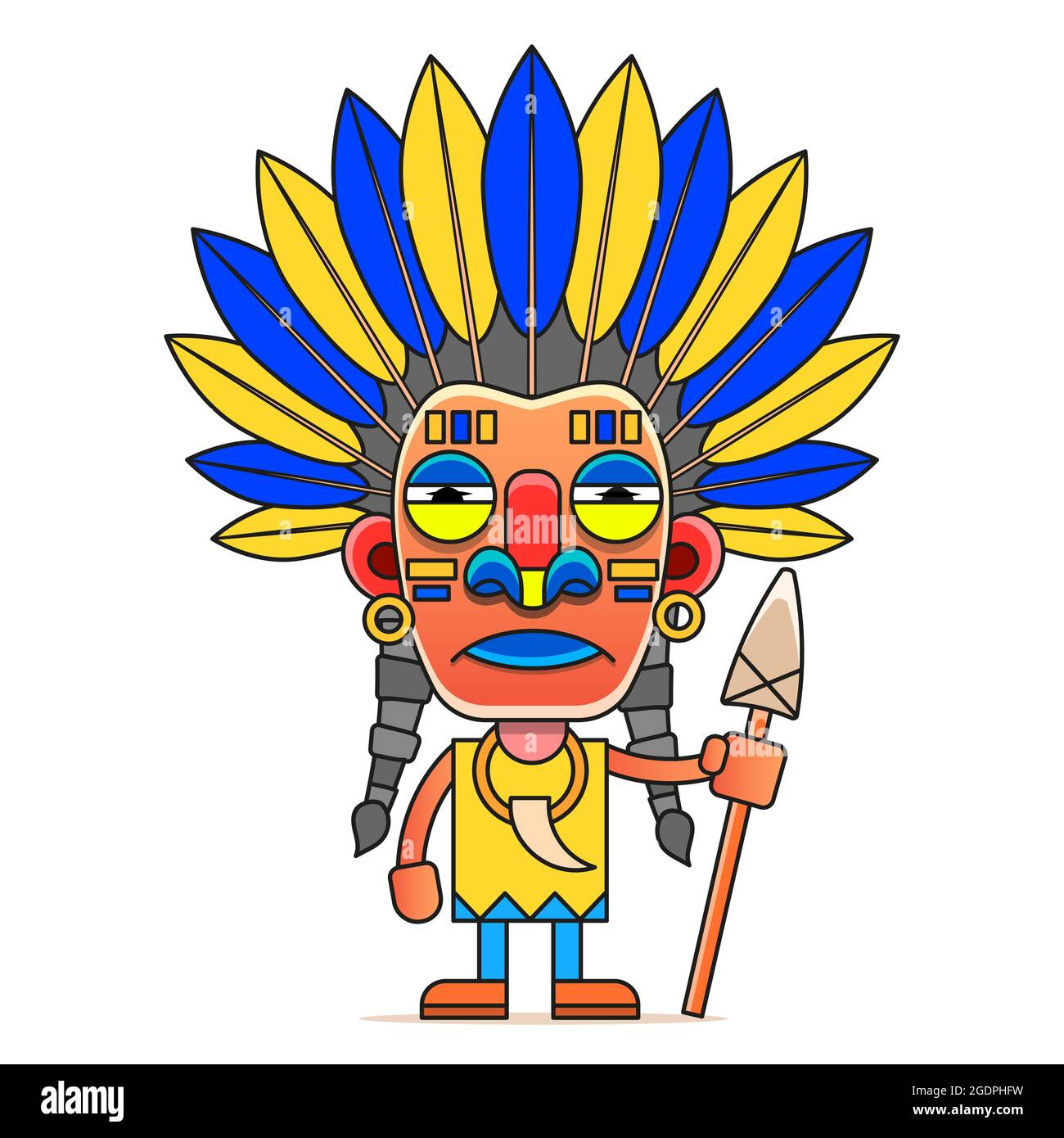 Les Indiens de dessin animé. Drôle, caricature. Caractères. Ensemble Indiens. Illustration de Vecteur