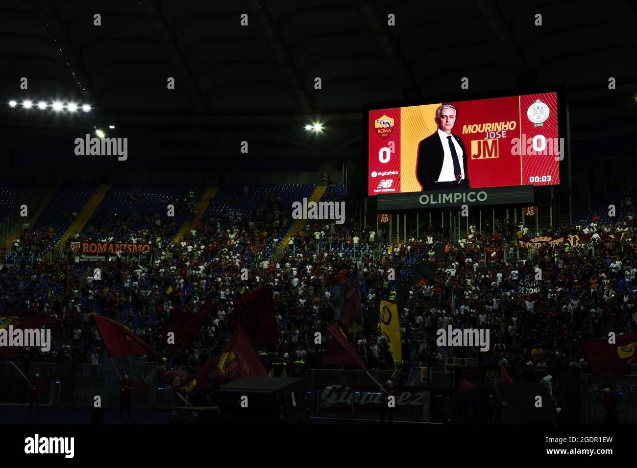 Jose' Mourinho lors du match de football amical avant-saison entre AS Roma et Raja Casablanca le 14 août 2021 au Stadio Olimpico à Rome, Italie - photo Federico Proietti / DPPI Banque D'Images