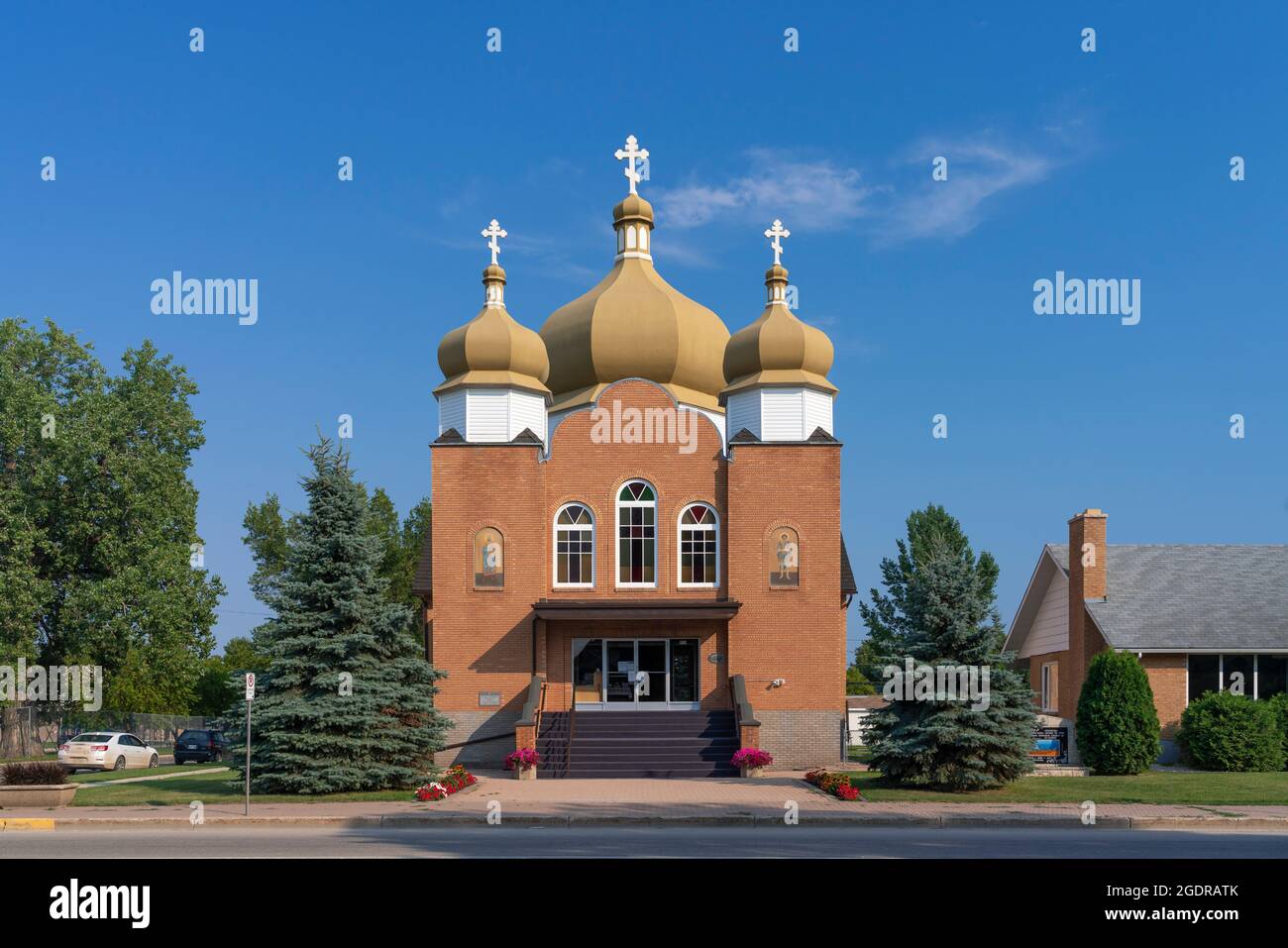 L'église orthodoxe ukrainienne St. George à Dauphin, au Manitoba, au Canada. Banque D'Images