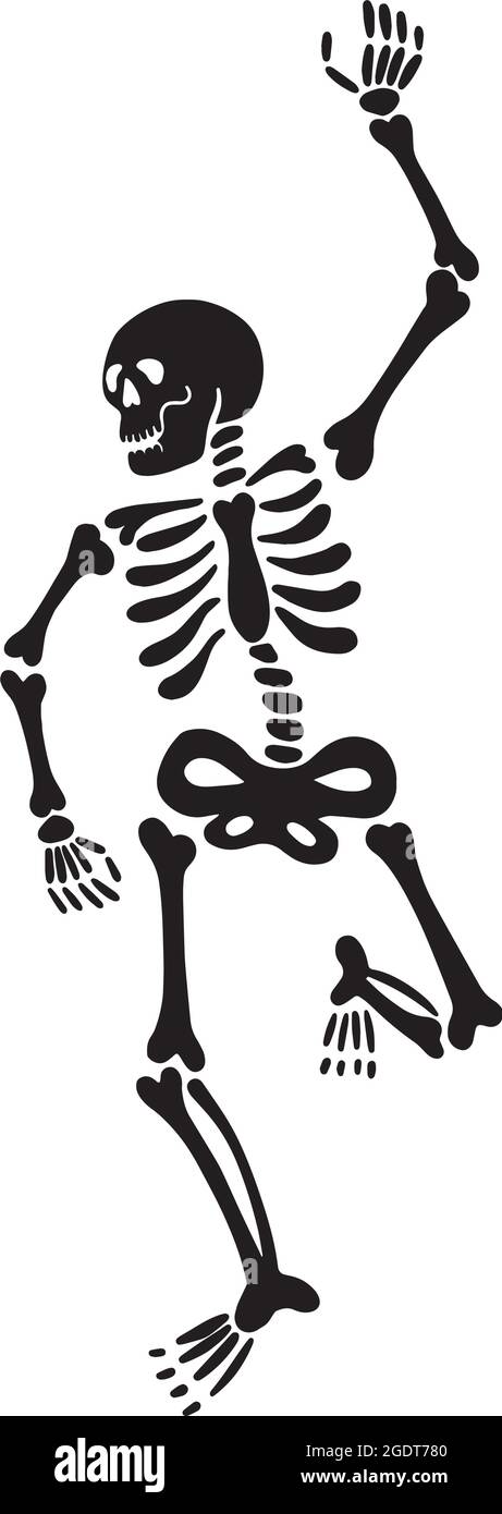 squelette noir dansant. illustration vectorielle Illustration de Vecteur