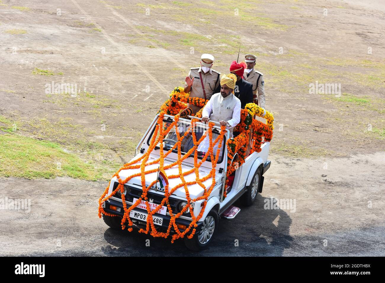 JABALPUR (INDE) : défilé lors de la 75e Fête de l'indépendance à Jabalpur, Madhya Pradesh Inde. Crédit photo - Uma Shankar Mishra Banque D'Images