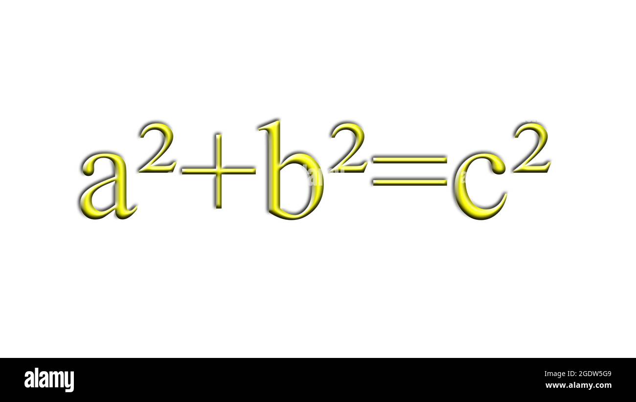 a2 plus b2 est égal au théorème géométrique jaune c2 de pythagoras Banque D'Images