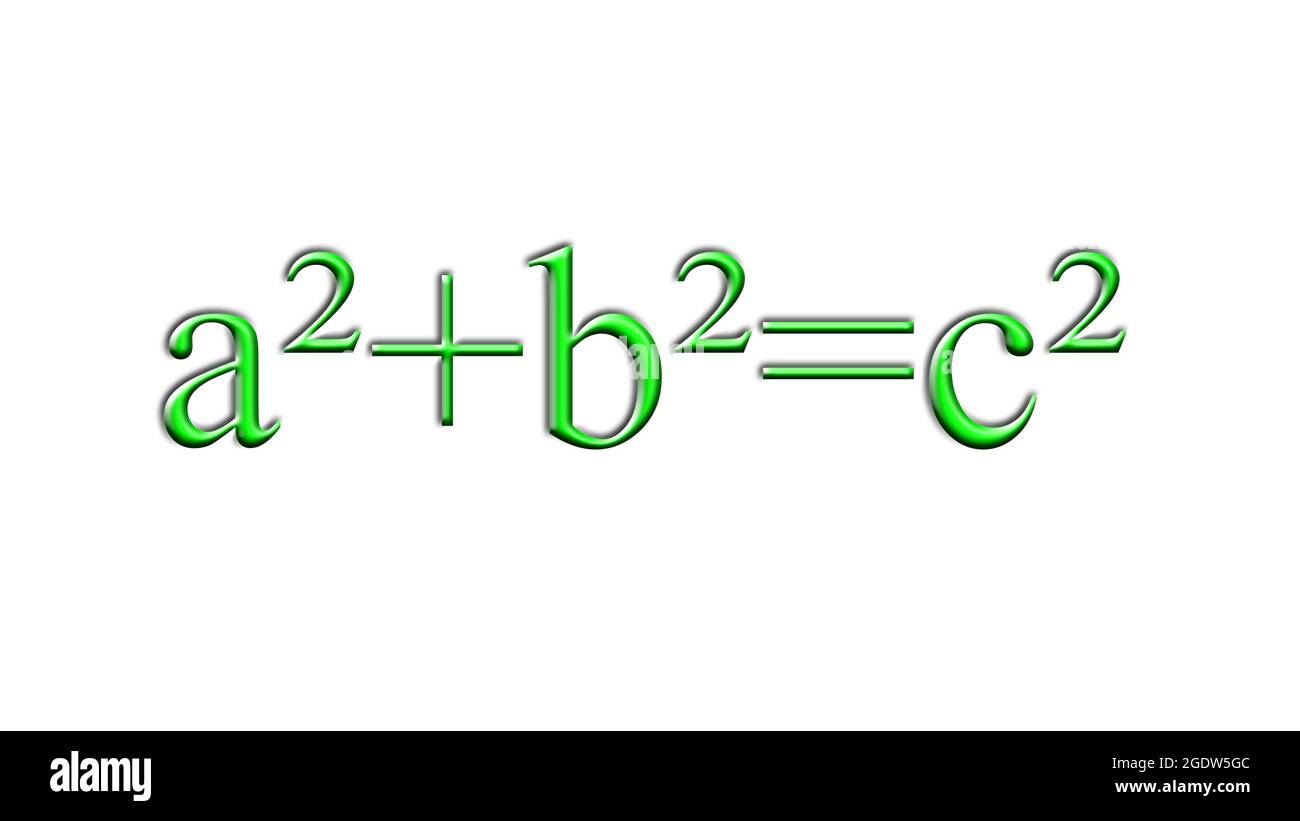 a2 plus b2 est égal au théorème géométrique vert c2 de pythagoras Banque D'Images