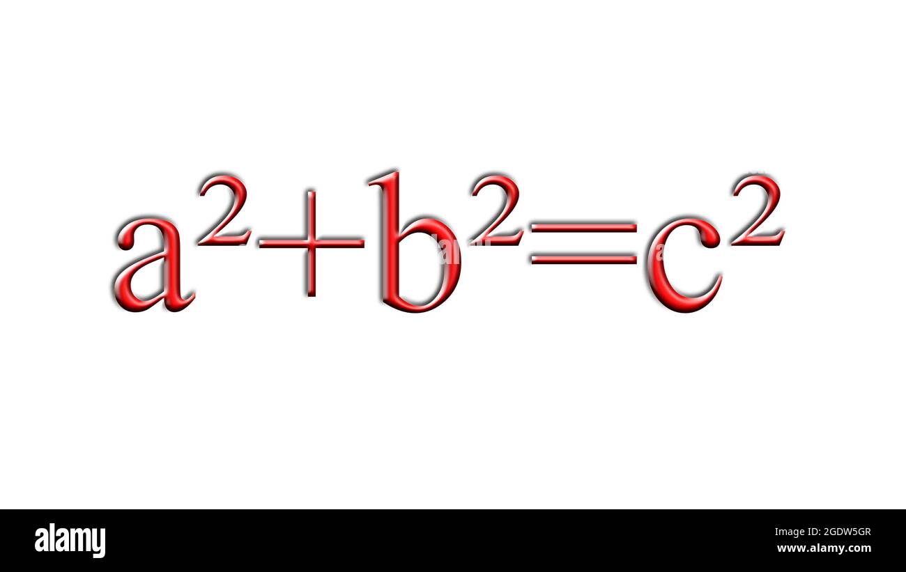 a2 plus b2 est égal au théorème géométrique rouge c2 de pythagoras Banque D'Images