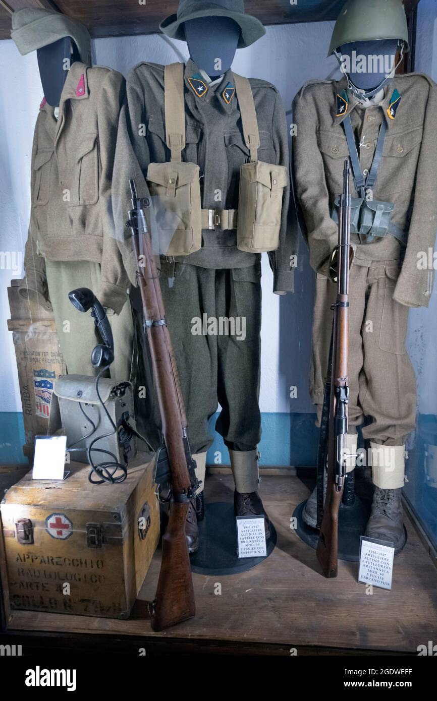 Uniformes des troupes alpines, fort de Bramafam, Bardonecchia (to), Italie Banque D'Images