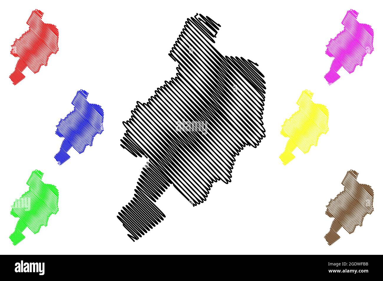 Ville de Delmenhorst (République fédérale d'Allemagne, quartier urbain, État de Basse-Saxe) carte illustration vectorielle, scribble sketch carte de Delmenhorst Illustration de Vecteur