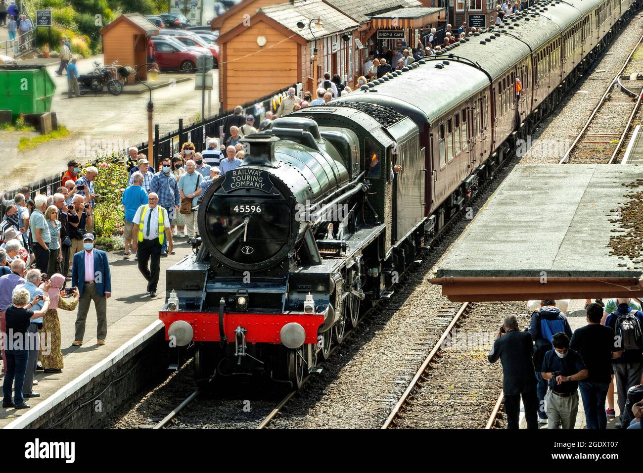 Le West Somerset Steam Express 14/8/2021. Tiré par la locomotive 45596 Bahamas. Banque D'Images