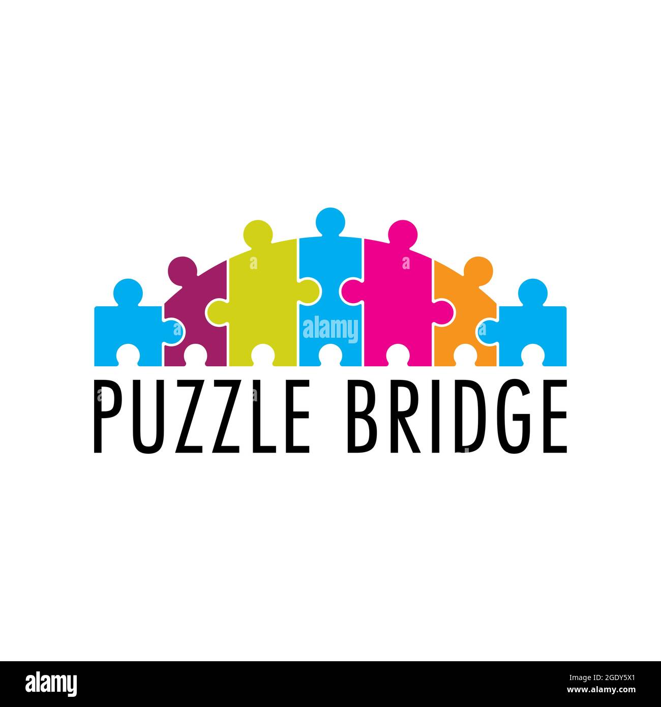 Motif vectoriel de pont de puzzle coloré. Logo ludique pour l'autisme. Convient aux communautés, fondations, services de soutien, centres d'aide, etc Illustration de Vecteur