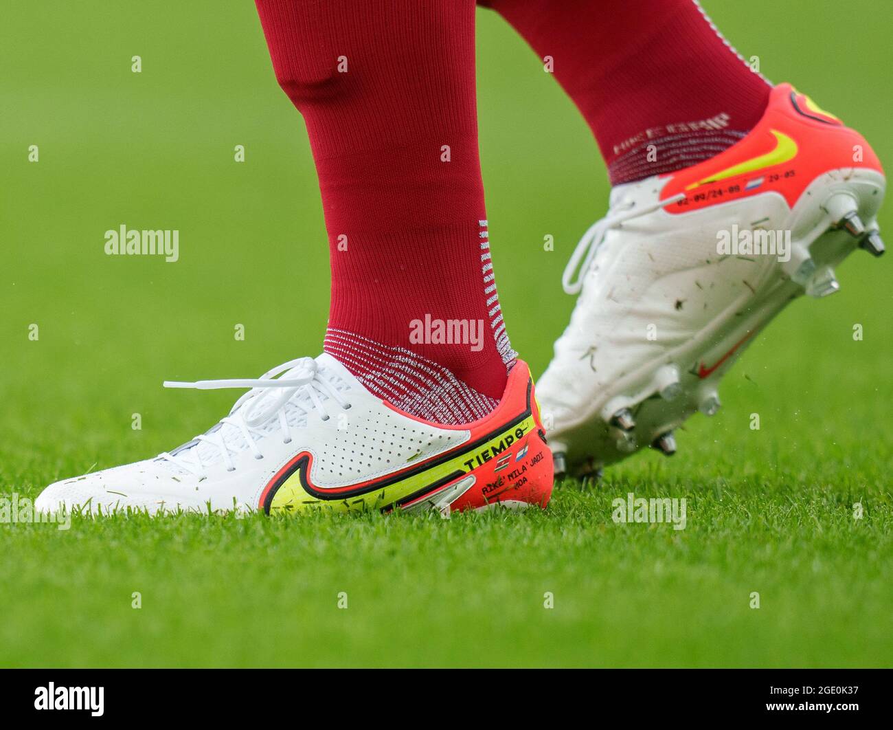 Norwich, Royaume-Uni. 14 août 2021. Les chaussures de football Nike de  Virgile van Dijk de Liverpool lors du match de la Premier League entre  Norwich City et Liverpool à Carrow Road, Norwich,