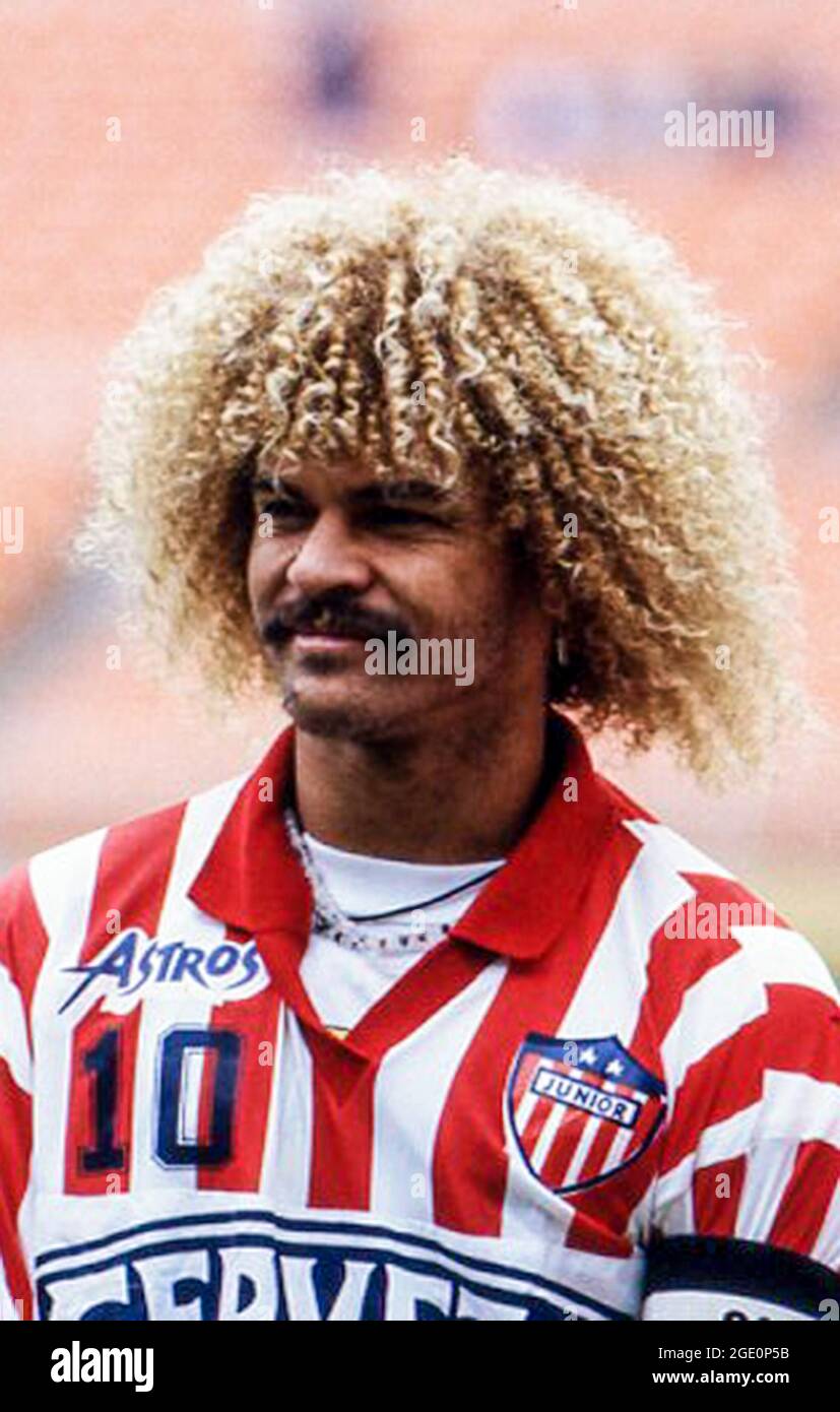 Carlos Valderrama jouant pour Atletico Junior en 1993 Banque D'Images