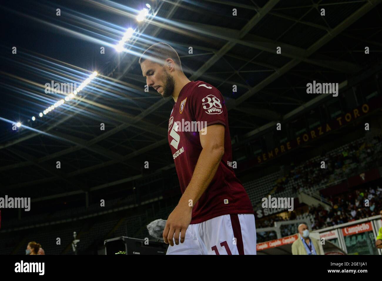 Turin, Italie. 15 août 2021. Marko Pjaca du FC Torino lors du match de Coppa Italia entre le FC Torino et le Cremonese américain. Torino a gagné 4-1 après pénalites (photo par Alberto Gandolfo/Pacific Press) crédit: Pacific Press Media production Corp./Alay Live News Banque D'Images