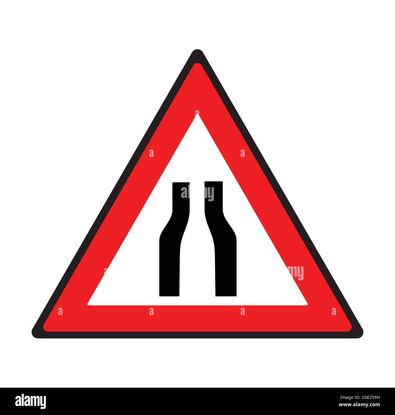 Panneau route étroite devant. Symbole de sécurité. Illustration de Vecteur