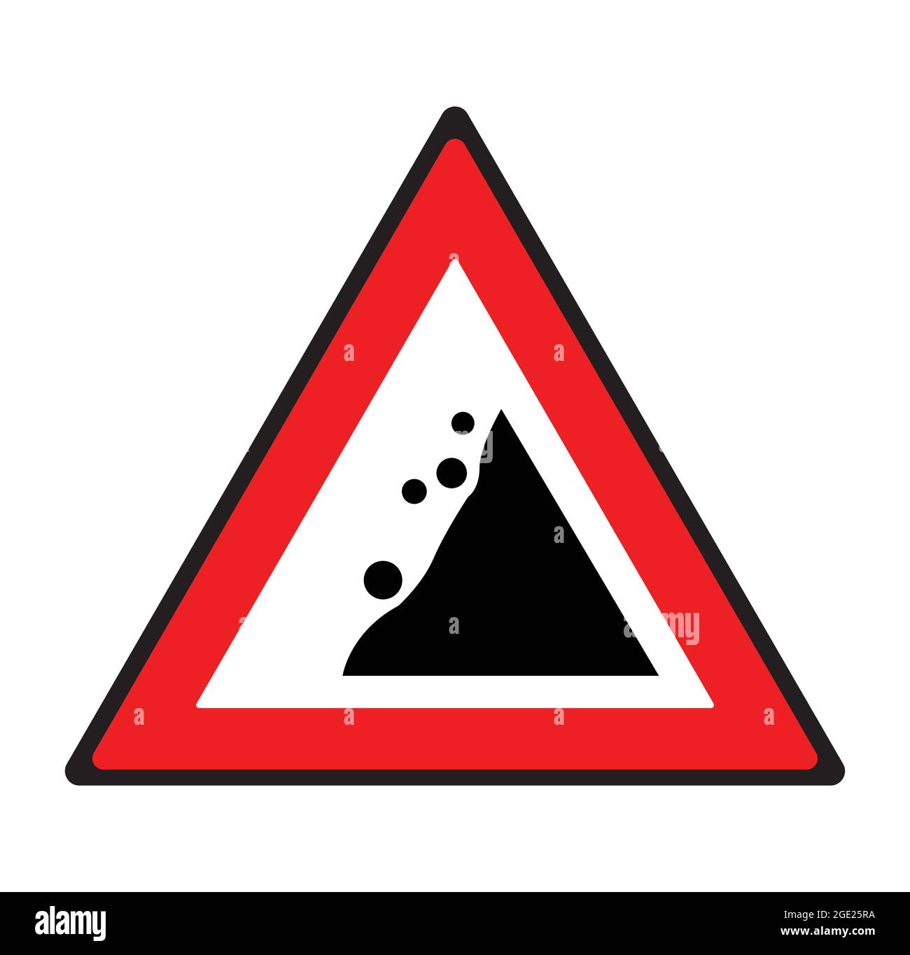 Panneau de route Falling Rocks. Symbole de sécurité. Illustration de Vecteur